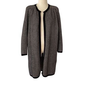 Vintage Valentino Houndstooth Sweater Coat Made In Italy Women’s 10/44 Black Whi